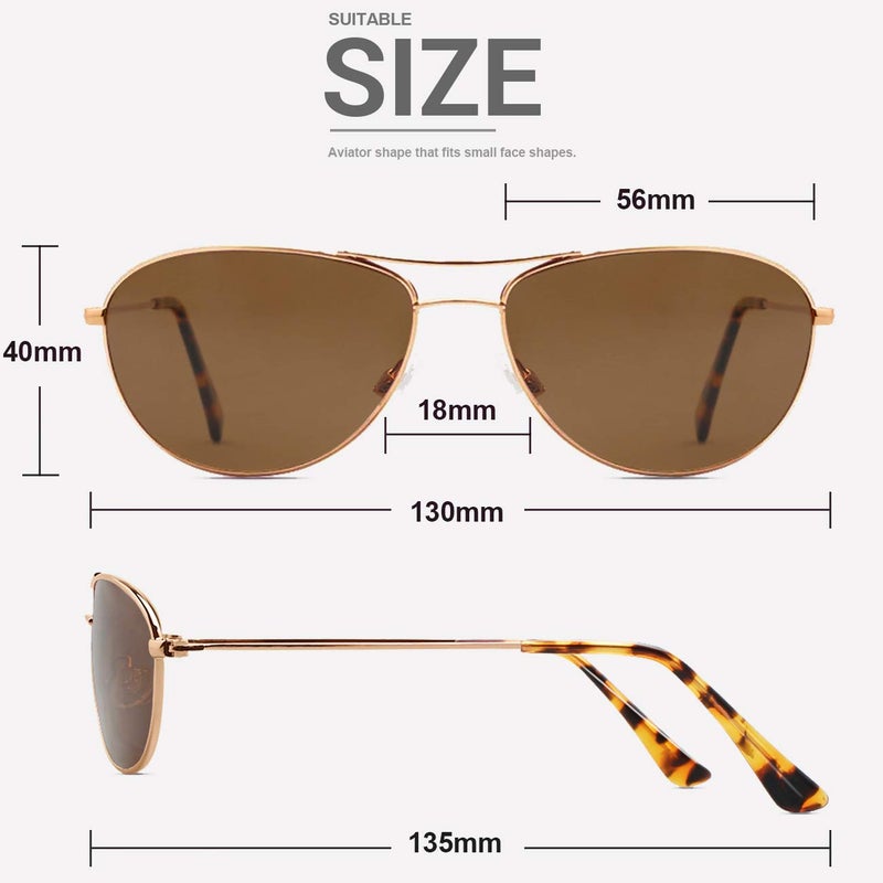 MAXJULI Baby Sea Polarized Aviator Sunglasses for Small Narrow Face Women (Brown Lens) - Image 4